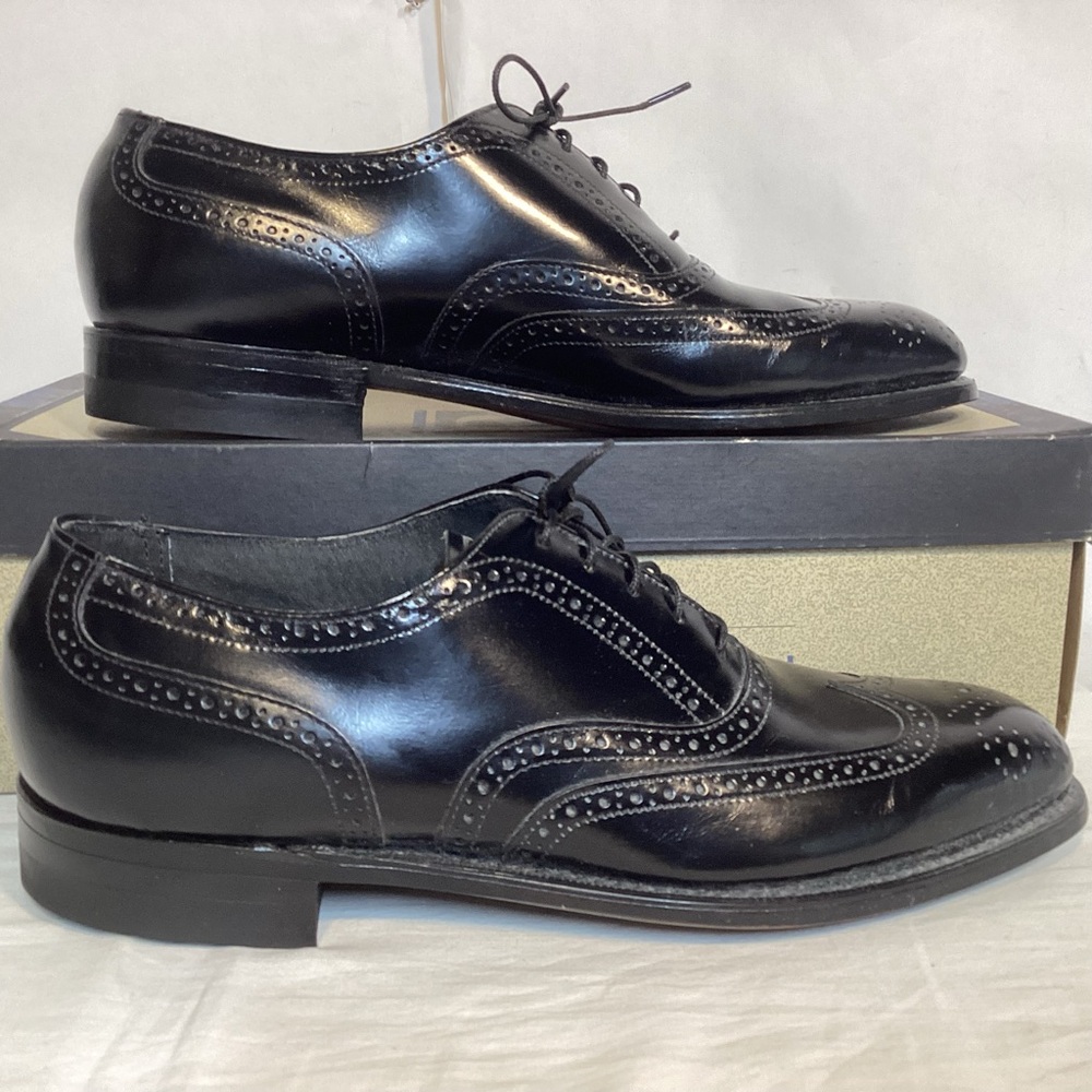 Vintage Bostonian Black Leather Wingtip Men’s Size 8.5 Made In USA - Picture 3 of 12